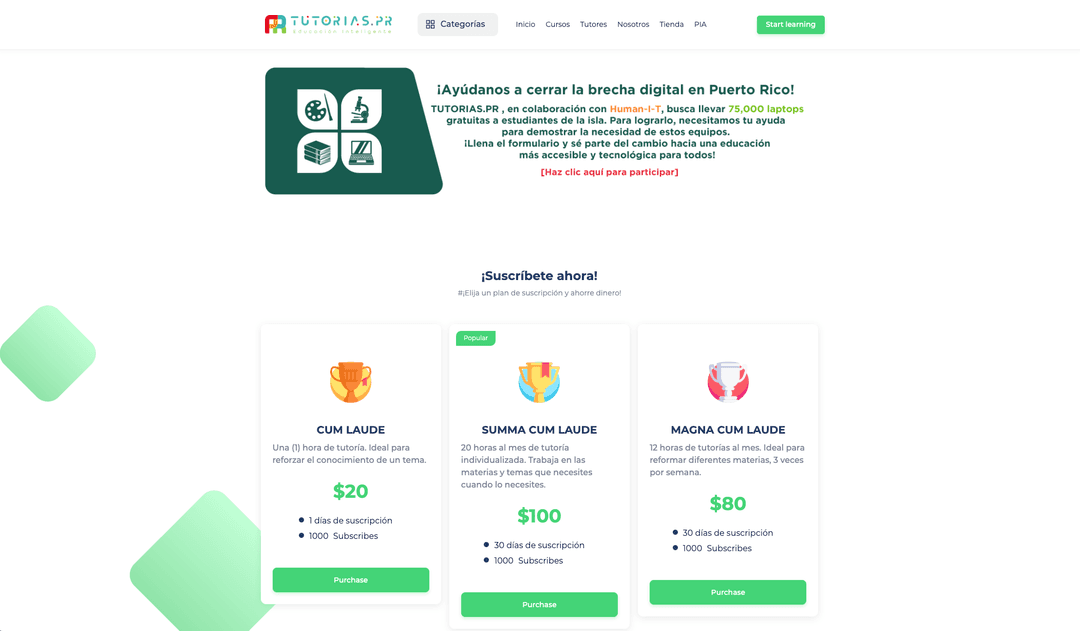 Tutorías.pr Screenshot